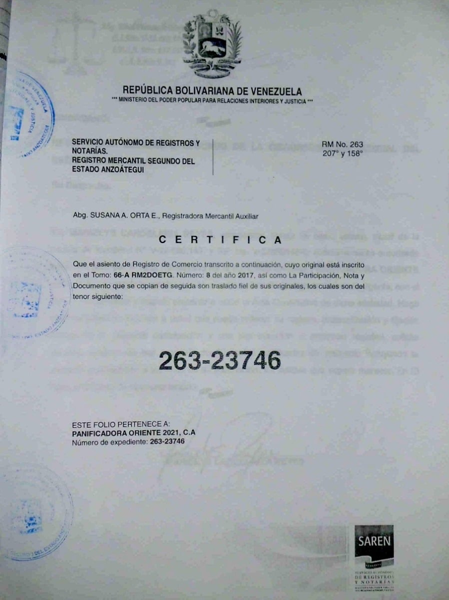 Registro Mercantil En Venezuela Ejemplo