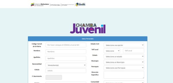 Chamba para Jóvenes Formulario